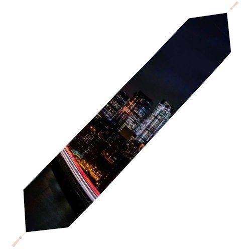Yanfind Table Runner Zac Ong Black Dark York City Night Cityscape City Lights Timelapse Nigh Everyday Dining Wedding Party Holiday Home Decor