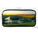 yanfind Pencil Case YHO River Countryside Landscape Sunset Horizon Trees Grass Farmland Zipper Pens Pouch Bag for Student Office School