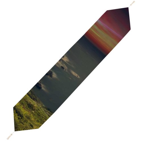 Yanfind Table Runner Hmetosche Lighthouse Coastline Ocean Purple Sky Evening Seascape Seashore Everyday Dining Wedding Party Holiday Home Decor