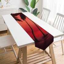 Yanfind Table Runner Sunset Tropical Trees Silhouette Dawn Warm Everyday Dining Wedding Party Holiday Home Decor