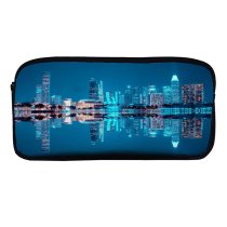yanfind Pencil Case YHO Pang Yuhao City Singapore Hour Night  Cityscape Reflection Symmetrical Skyscrapers Sky Zipper Pens Pouch Bag for Student Office School