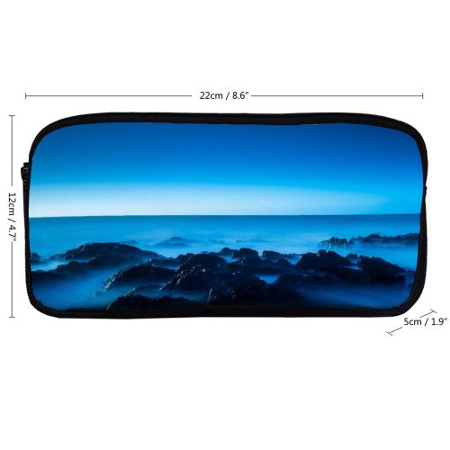 yanfind Pencil Case YHO Seascape Horizon Clear Sky Ocean Rocks Sunrise Dawn Sky Zipper Pens Pouch Bag for Student Office School