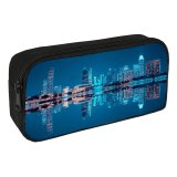 yanfind Pencil Case YHO Pang Yuhao City Singapore Hour Night  Cityscape Reflection Symmetrical Skyscrapers Sky Zipper Pens Pouch Bag for Student Office School