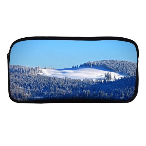 yanfind Pencil Case YHO PIROD Winter Forest Snow Trees Hill Sky Clear Sky Sky Zipper Pens Pouch Bag for Student Office School