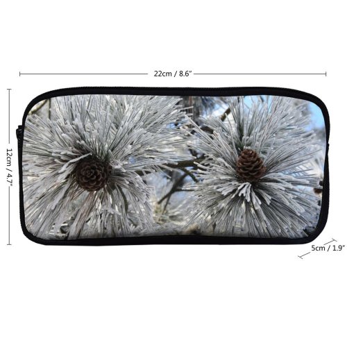 yanfind Pencil Case YHO Winter Frost Freeze Sky Winter Branches Plant Cone Branch Needles Wood Flower Zipper Pens Pouch Bag for Student Office School