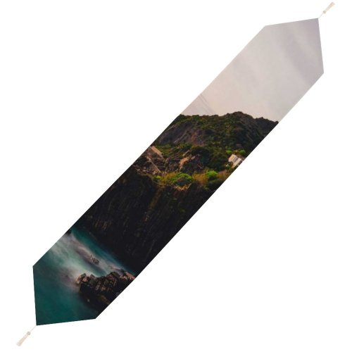 Yanfind Table Runner MatteoRipamonti Riomaggiore Villiage Sunset Cliff Ocean Rocky Coast Italy Everyday Dining Wedding Party Holiday Home Decor