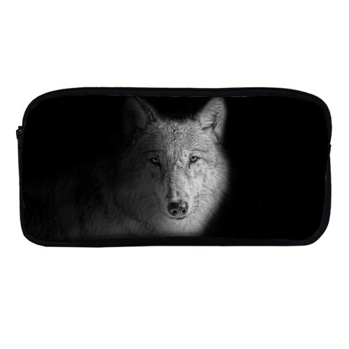 yanfind Pencil Case YHO Randy Rodriguez Black Dark Wolf Beast Wild Wolf Zipper Pens Pouch Bag for Student Office School