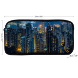 yanfind Pencil Case YHO Ricardo Hong Kong City Cityscape City Lights Night Time Skyscrapers Aerial High Zipper Pens Pouch Bag for Student Office School
