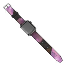 yanfind Watch Strap for Apple Watch Andrés Nieto Porras Landscape Mountains Starry Sky Nebula Outer Space Reflection Purple Compatible with iWatch Series 5 4 3 2 1