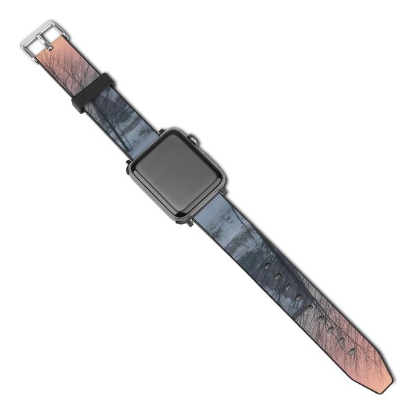 yanfind Watch Strap for Apple Watch Winter Cloud Landscape Sunset Trees Sky Tree Branch Morning Winter Natural Atmospheric Compatible with iWatch Series 5 4 3 2 1