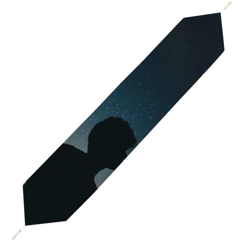 Yanfind Table Runner Backlit Luna Evening Silhouette Sky Dark Exploration Alone Night Starry Moon Stars Everyday Dining Wedding Party Holiday Home Decor