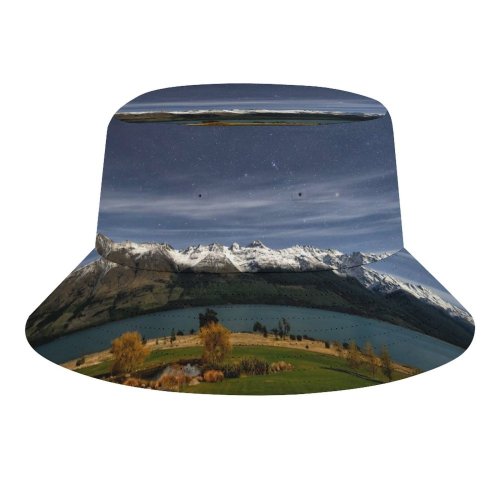 yanfind Adult Fisherman's Hat Dominic Kamp Lake Wakatipu Queenstown Zealand Glacier Mountains Mountain Range Snow Covered Fishing Fisherman Cap Travel Beach Sun protection