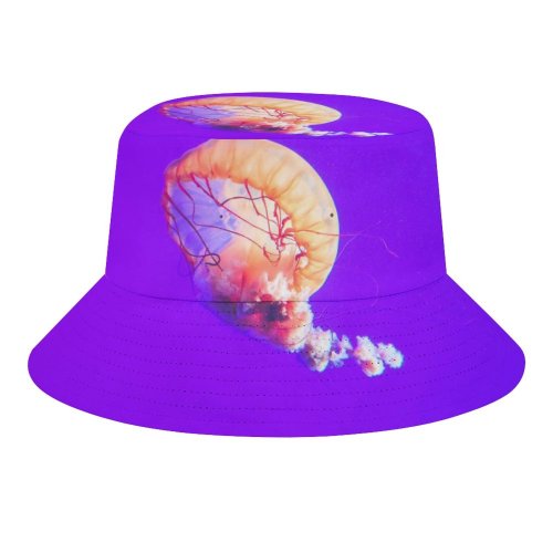 yanfind Adult Fisherman's Hat Pathum Danthanarayana Jellyfish Purple Sea Life Underwater Aquarium Fishing Fisherman Cap Travel Beach Sun protection