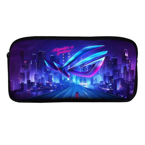 yanfind Pencil Case YHO Technology Republic Gamers ASUS ROG Cityscape Neon Zipper Pens Pouch Bag for Student Office School