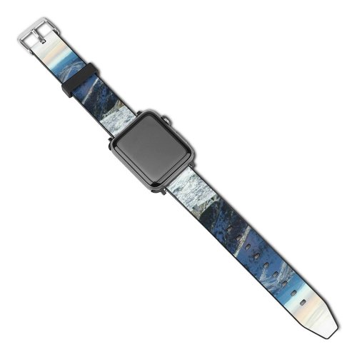 yanfind Watch Strap for Apple Watch Landscape Peak Romania Domain Slope Pictures Winter Outdoors Grey Snow Fir Compatible with iWatch Series 5 4 3 2 1
