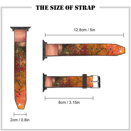 yanfind Watch Strap for Apple Watch Walkway Plant Automne Pavement Pictures Outdoors Stock Tree Free Sidewalk Street Compatible with iWatch Series 5 4 3 2 1