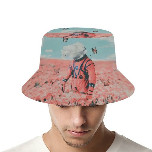 yanfind Adult Fisherman's Hat Fantasy SciFi Astronaut NASA Flower Garden Butterflies Surreal Moon Clouds Fishing Fisherman Cap Travel Beach Sun protection