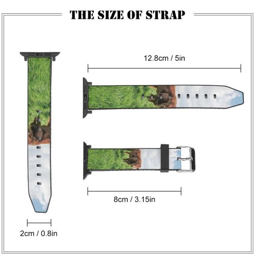 yanfind Watch Strap for Apple Watch Rural Countryside Creative Pasture Farm Bull Pictures Cow Grassland Outdoors Ranch Compatible with iWatch Series 5 4 3 2 1