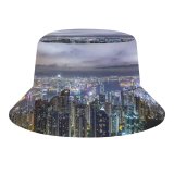 yanfind Adult Fisherman's Hat Denys Nevozhai Hong Kong City River Night Time Skyscrapers Clouds Cityscape Fishing Fisherman Cap Travel Beach Sun protection