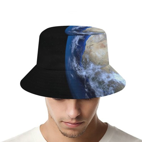 yanfind Adult Fisherman's Hat PIROD Space Black Dark Earth Planet Warming Fishing Fisherman Cap Travel Beach Sun protection