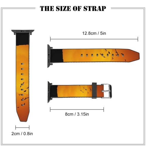 yanfind Watch Strap for Apple Watch Love Couple Silhouette Sky Tree Birds Sunset Romantic Landscape Compatible with iWatch Series 5 4 3 2 1