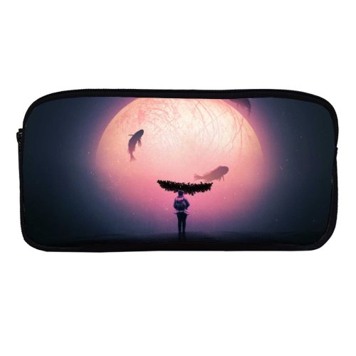 yanfind Pencil Case YHO Thiago Garcia Fantasy Alone Surreal Dream Fishes  Travel Explorer Zipper Pens Pouch Bag for Student Office School