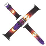 yanfind Watch Strap for Apple Watch B Sunrise Silhouette Purple Sky Plants Dusk Blurred Compatible with iWatch Series 5 4 3 2 1