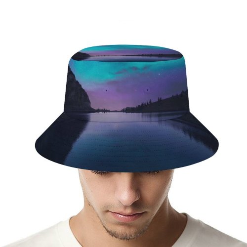 yanfind Adult Fisherman's Hat Dominic Kamp Bannalpsee Switzerland Aurora Borealis Starry Sky Landscape Mountains Silhouette Astronomy Fishing Fisherman Cap Travel Beach Sun protection