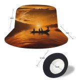 yanfind Adult Fisherman's Hat Sunset Boat Silhouette Dusk Fishing Fisherman Cap Travel Beach Sun protection