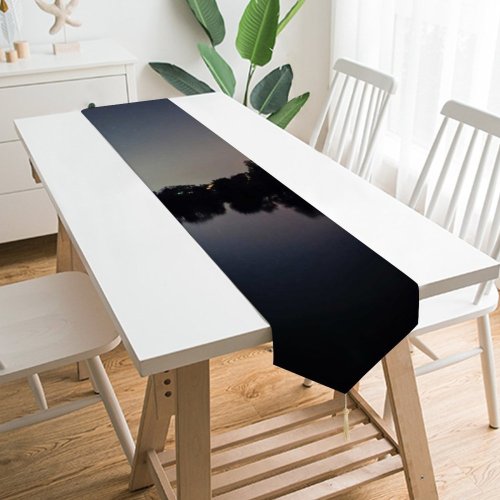 Yanfind Table Runner Backlit Scenery Evening Space Galaxy Peaceful Waters Tranquil Outdoors Scenic Idyllic Starry Everyday Dining Wedding Party Holiday Home Decor