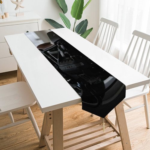 Yanfind Table Runner Bike Blur Focus Motor Depth Parked Wheels Fast Field Headlight Light Scrambler Everyday Dining Wedding Party Holiday Home Decor