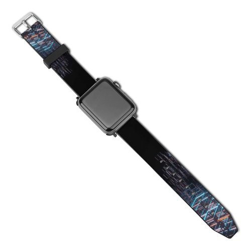 yanfind Watch Strap for Apple Watch Abstract Cubes Structure Neon Lighting Hanging Metal Compatible with iWatch Series 5 4 3 2 1