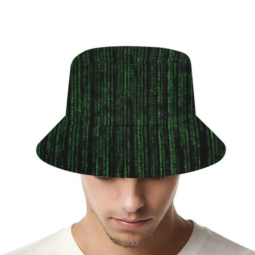 yanfind Adult Fisherman's Hat Comfreak Technology Black Dark Matrix Program Falling Data Code Hacker Random Data Fishing Fisherman Cap Travel Beach Sun protection
