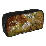 yanfind Pencil Case YHO Deciduous Summerhouse Garden Sunlight Landscape Leaf Tree Plant Branch Natural Autumn Autumn Zipper Pens Pouch Bag for Student Office School