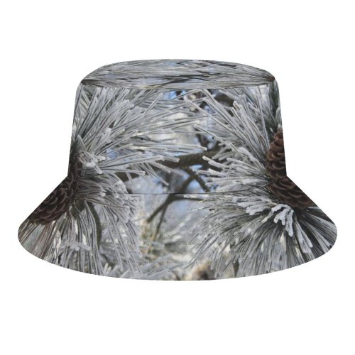 yanfind Adult Fisherman's Hat Winter Frost Freeze Sky Winter Branches Plant Cone Branch Needles Wood Flower Fishing Fisherman Cap Travel Beach Sun protection