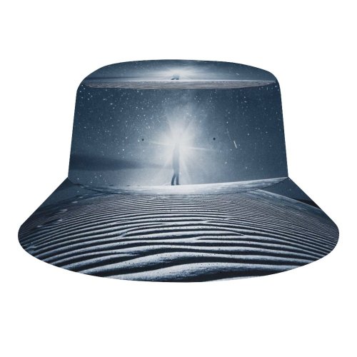 yanfind Adult Fisherman's Hat Night Starry Sky Light Desert Sand Dunes Fishing Fisherman Cap Travel Beach Sun protection