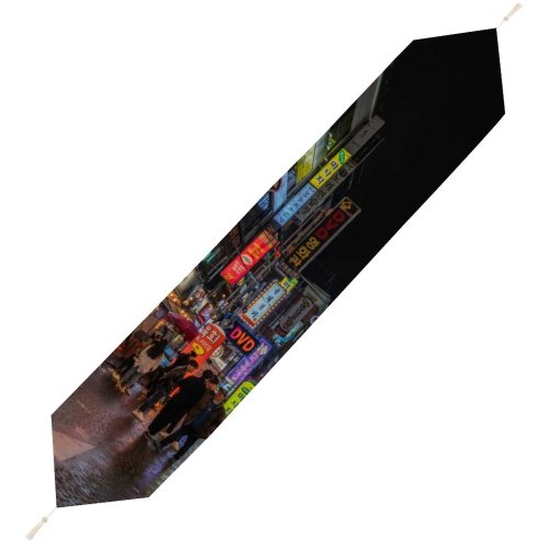 Yanfind Table Runner Billboard Tourist Festival Street Tourism City Time Gangnam Illuminated Downtown Cyberpunk Cyber Everyday Dining Wedding Party Holiday Home Decor