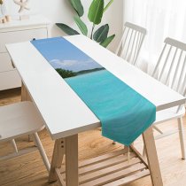 Yanfind Table Runner Beautiful Sand Vacation Clouds Sports Daylight Travel Leisure Waves Island Beach Sail Everyday Dining Wedding Party Holiday Home Decor