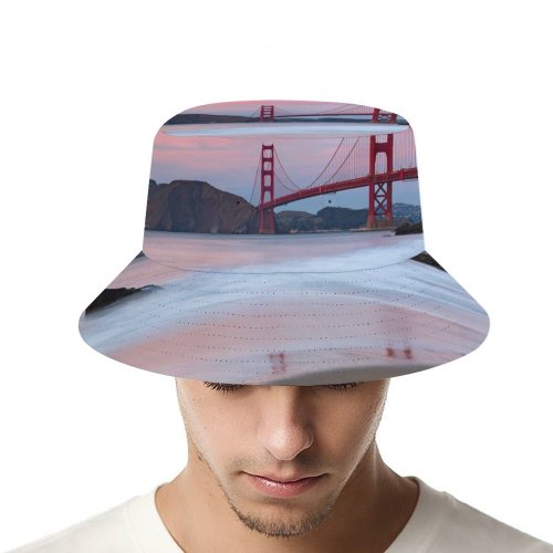 yanfind Adult Fisherman's Hat Destin Golden Gate Bridge Evening Coastline San Francisco Beach California Fishing Fisherman Cap Travel Beach Sun protection
