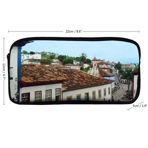 yanfind Pencil Case YHO Building Colony Town Gerais Old Settlement Antiga Area Center Church Historical Ceiling Zipper Pens Pouch Bag for Student Office School
