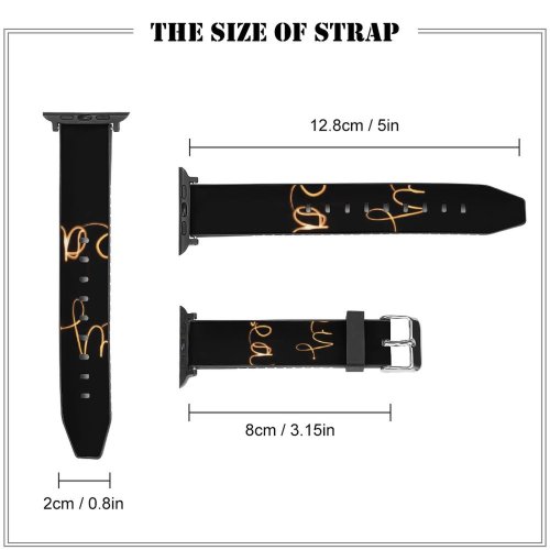yanfind Watch Strap for Apple Watch Dark Celebrations Year Happy Year's Eve Greetings Holidays January Golden Letters Written Compatible with iWatch Series 5 4 3 2 1