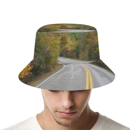 yanfind Adult Fisherman's Hat Thoroughfare Natural Highway Asphalt Leaves Landscape Fall Street Road Leaf Industrial Tree Fishing Fisherman Cap Travel Beach Sun protection