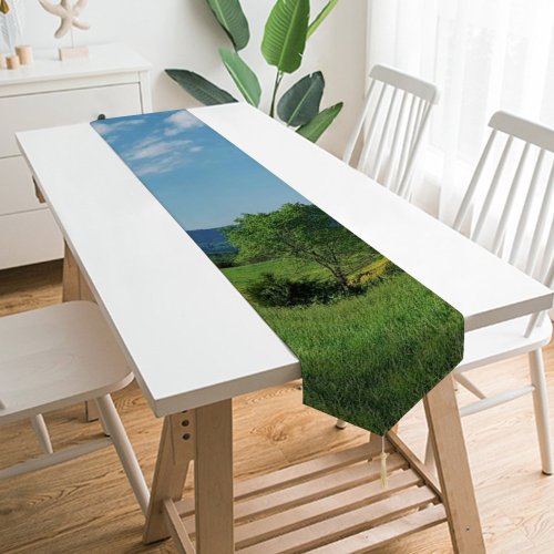 Yanfind Table Runner Virginia Field Mountain Grass Rural Plant Spring Outdoors Farm Pasture Land Everyday Dining Wedding Party Holiday Home Decor