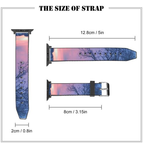 yanfind Watch Strap for Apple Watch Winter Cloud Landscape Sky Tree Dusk Branch Dawn Natural Winter Atmospheric Morning Compatible with iWatch Series 5 4 3 2 1