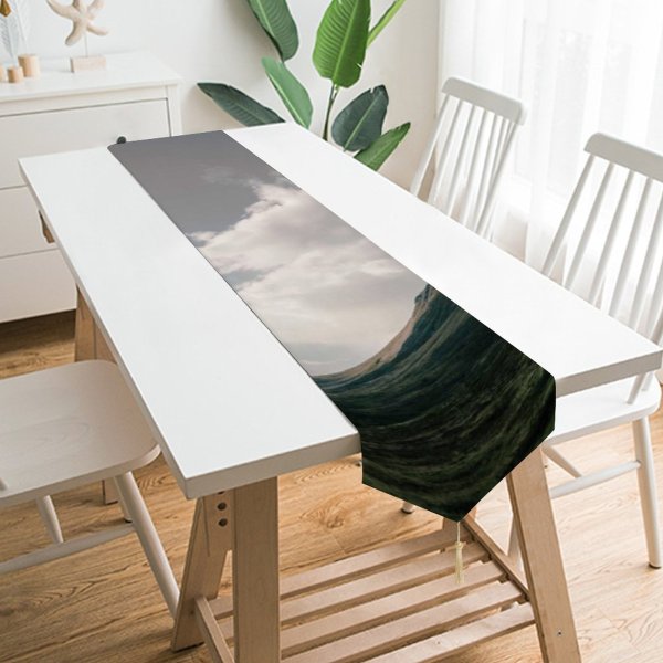 Yanfind Table Runner Landscape Peak Countryside Slope Pictures Outdoors Grey Range Plateau Mountain Everyday Dining Wedding Party Holiday Home Decor