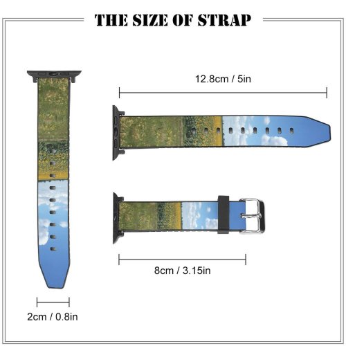 yanfind Watch Strap for Apple Watch Rural Building Countryside Road Zaporiz'ka Farm Pictures Grassland Cloud Outdoors Cumulus Compatible with iWatch Series 5 4 3 2 1