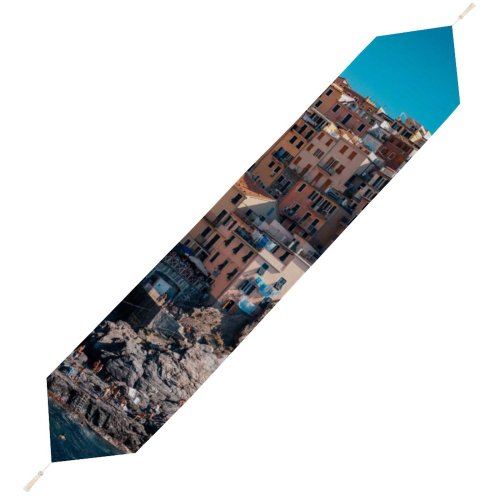 Yanfind Table Runner Cinque Terre Coastline Buildings Town Rocks Harbor Cliff Italy Everyday Dining Wedding Party Holiday Home Decor