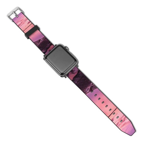 yanfind Watch Strap for Apple Watch Visar Neziri Sunset Scenery Lake Rocks Sky Compatible with iWatch Series 5 4 3 2 1