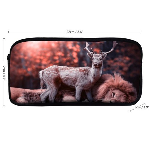 yanfind Pencil Case YHO Comfreak Lion Deer Hirsch  Wild Big Cat Carnivore Fantasy Cute Zipper Pens Pouch Bag for Student Office School