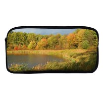 yanfind Pencil Case YHO Lake Natural Autumn Leaves Hampshire Landscape Reflection Fall Sky Leaf Leaf Pond Zipper Pens Pouch Bag for Student Office School